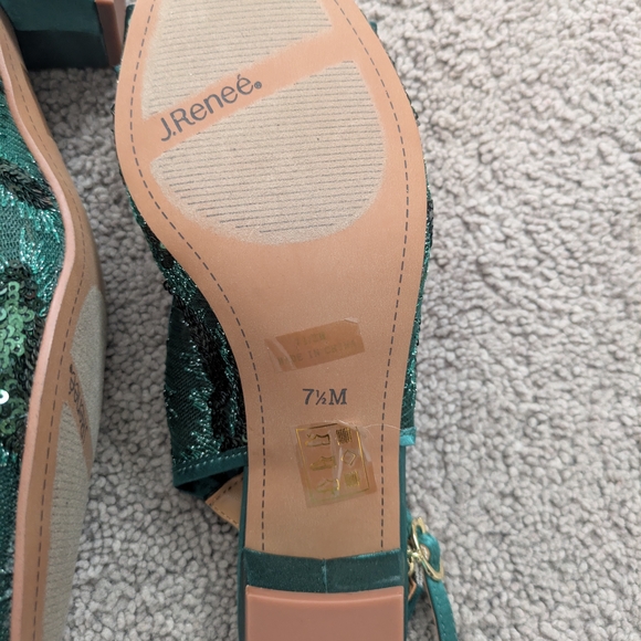 J.Renee Teal Satin Bow Slingback Heels - Picture 4 of 6